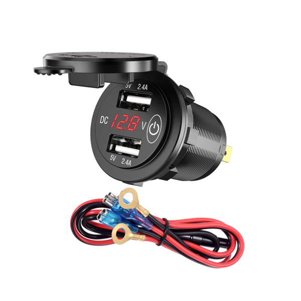 현카 차량용 오토바이 시거잭 USB 충전기 멀티 시가 소켓 12-24V 매립형 터치전원, 1개 13,890원