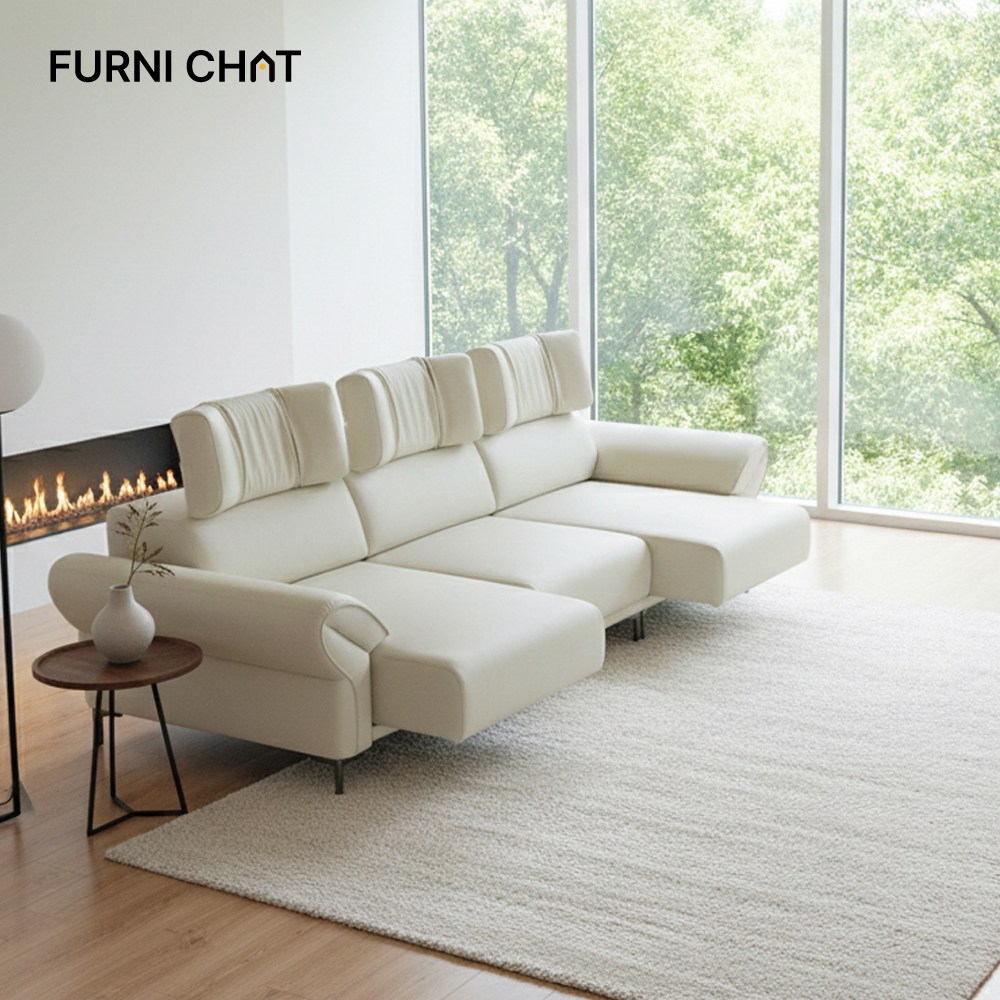 퍼니챗 카라 비건가죽 3인용 4인용 모션 슬라이드 무빙 소파, 06. 4인용, 차콜그레이 990,000원