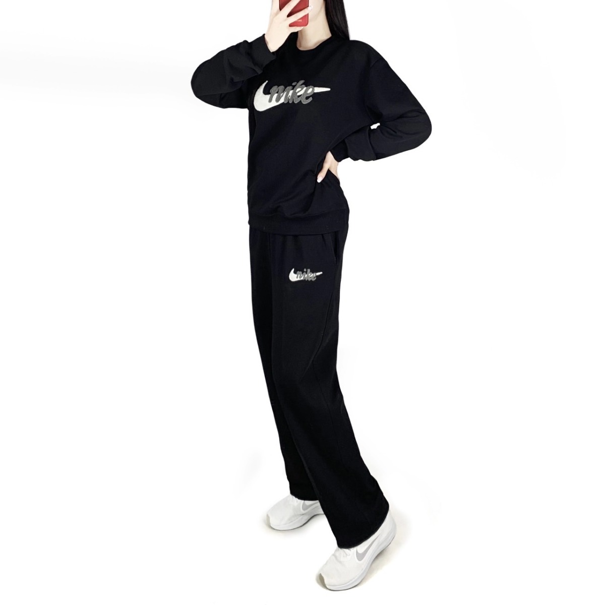 나이키 부클자수 면 맨투맨 트레이닝 세트 학생 커플 단체복 남여공용 AN 89,000원