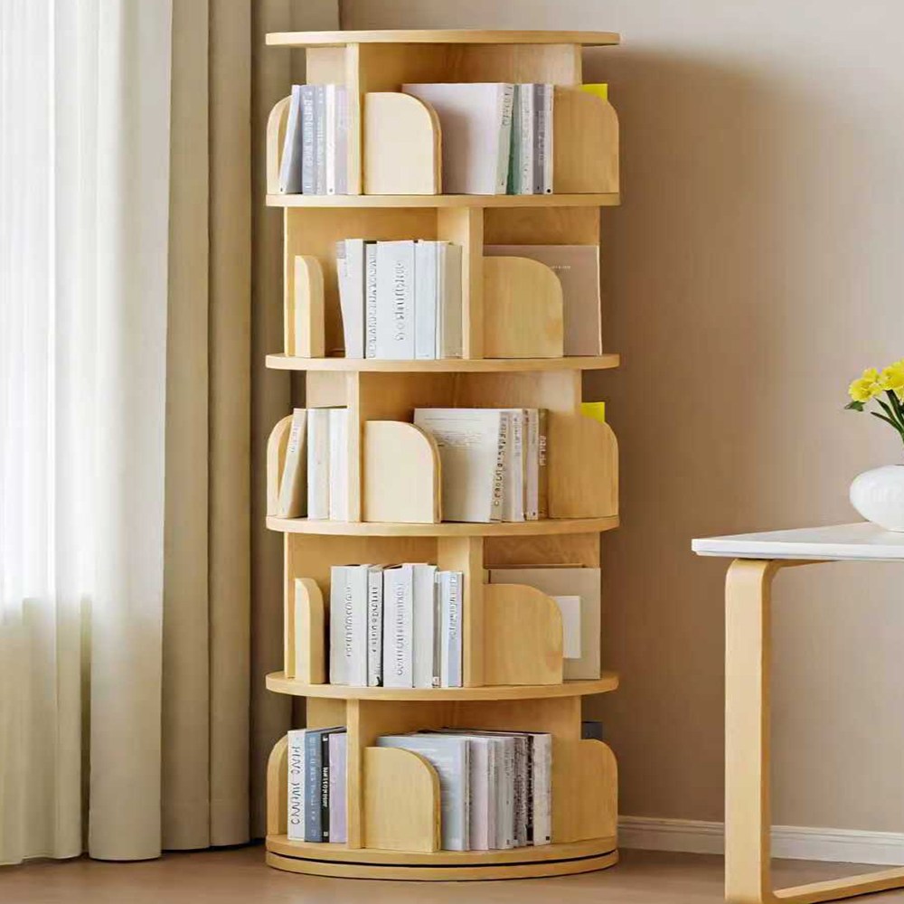 원형 책장 거실 서재 360도 회전 책장 대용량 책장, 5단, 오크 54,900원
