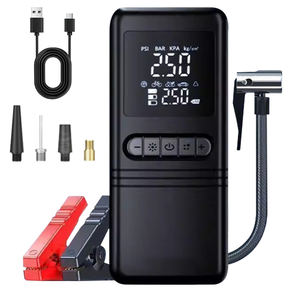 HELLOLEIBOO 휴대용 타이어 무선 공기 펌프, 블랙, 1개 27,990원