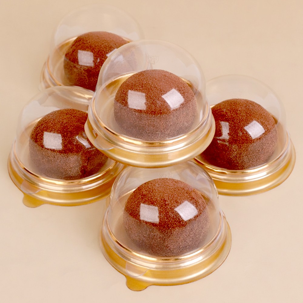 [당일출고] 화과자케이스(골드) 두쫀쿠 두바이쫀득쿠키 찹살떡 국산 원형 PET 포장용기, 1박스, 500세트 66,000원