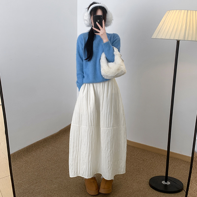 봄가을용 핏 예쁜 여성 사계절 롱 플레어 스커트 신축성 하이웨이스트 에이라인 플레어 스커트 미디기장 A라인 주름 루즈핏 플리츠 롱 스커트 39,900원