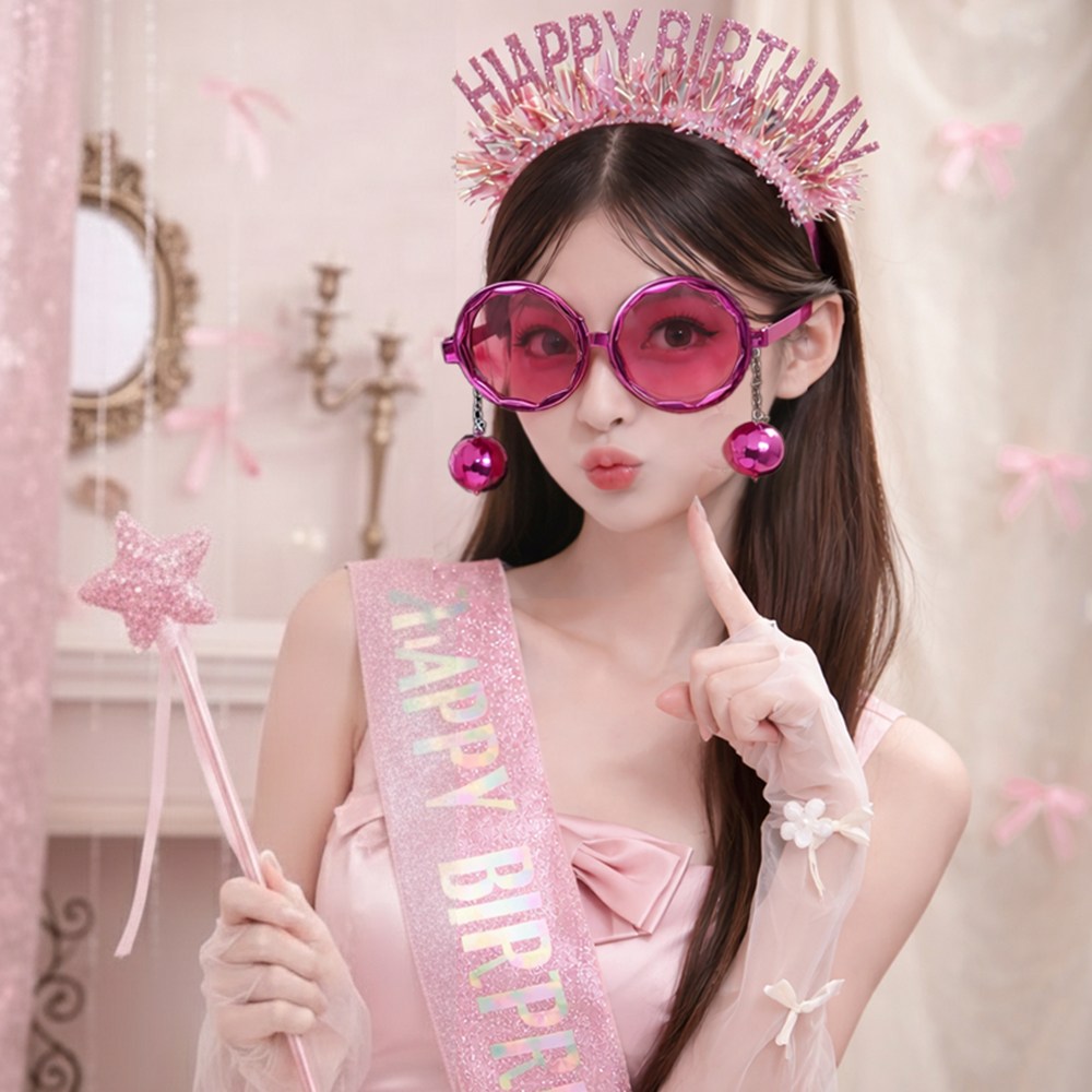 아이스타 생일파티 4종풀세트(선글라스. 머리띠. 어깨띠. 별봉), 1세트, 핑크 10,370원