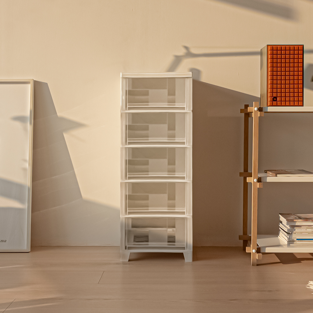 아임홈리빙 베이직 서랍장, 화이트 + 투명, 5단 35,200원