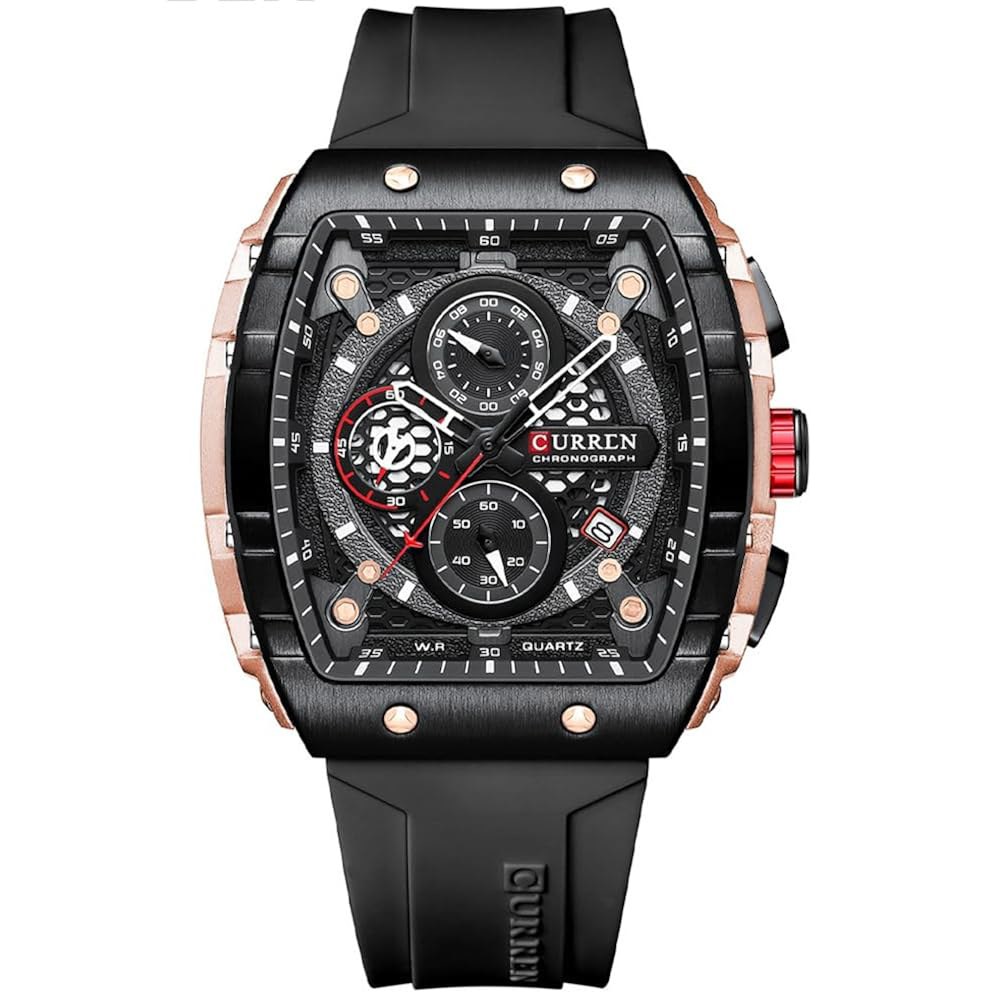 남성용 고급 크로노그래프 시계 남성용 고무 스트랩 블랙 방수 날짜 아날로그 쿼츠 시계 92,300원