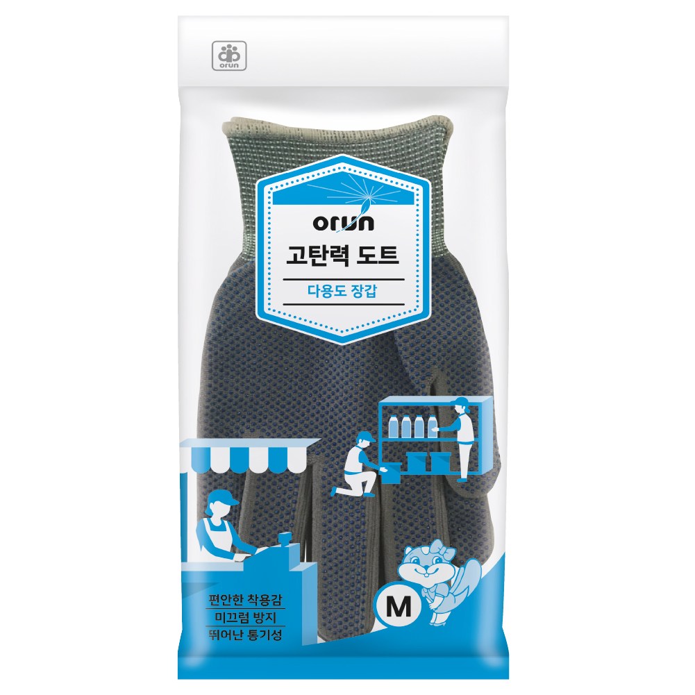[오런장갑] 오런 고탄력 도트장갑, 중(M), 회색, 200개 153,000원