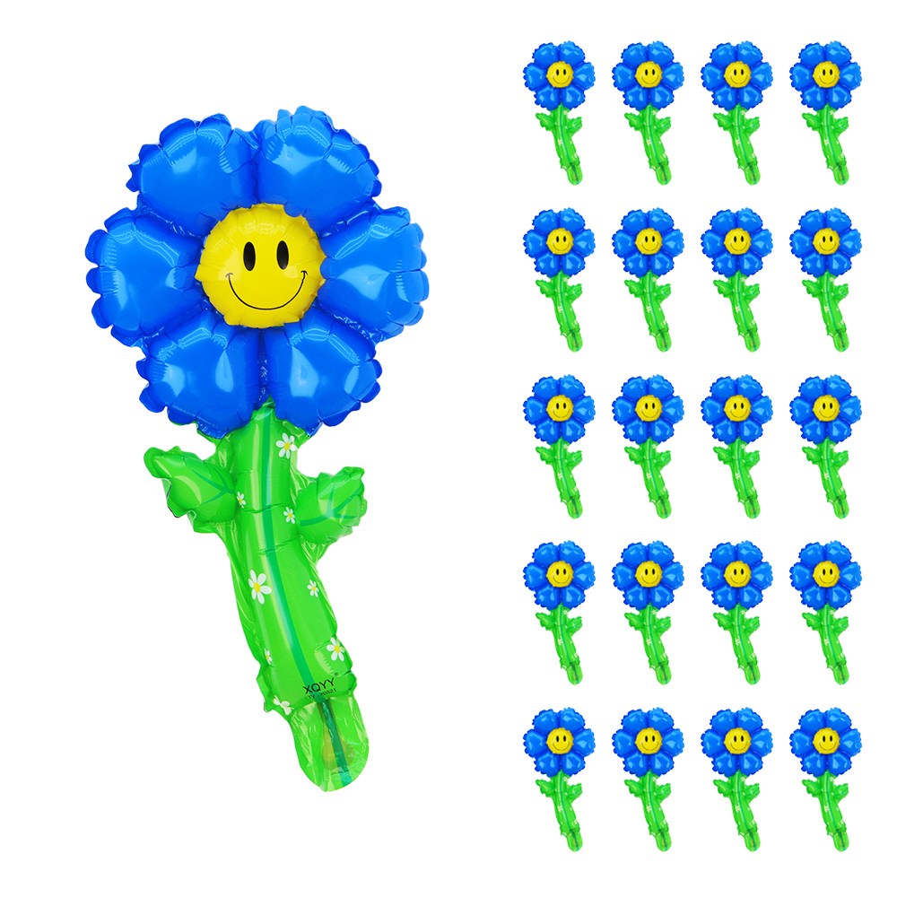 파티짱 스마일 데이지 꽃 송이 세트 20개입 스틱 막대 풍선, 1개, 블루(20개입) 7,900원