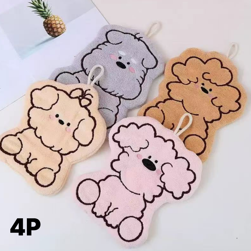 띵룸 귀여운 강아지 고리수건 흡수력 좋은 고리행주 4P, 1세트, 혼합색상 8,700원