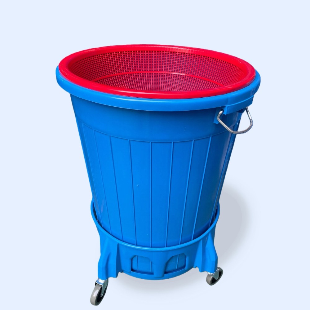짬통 잔반통 거름망 있는 대형 음식물쓰레기통 55리터 업소용, 1세트, 바퀴 있음 48,520원
