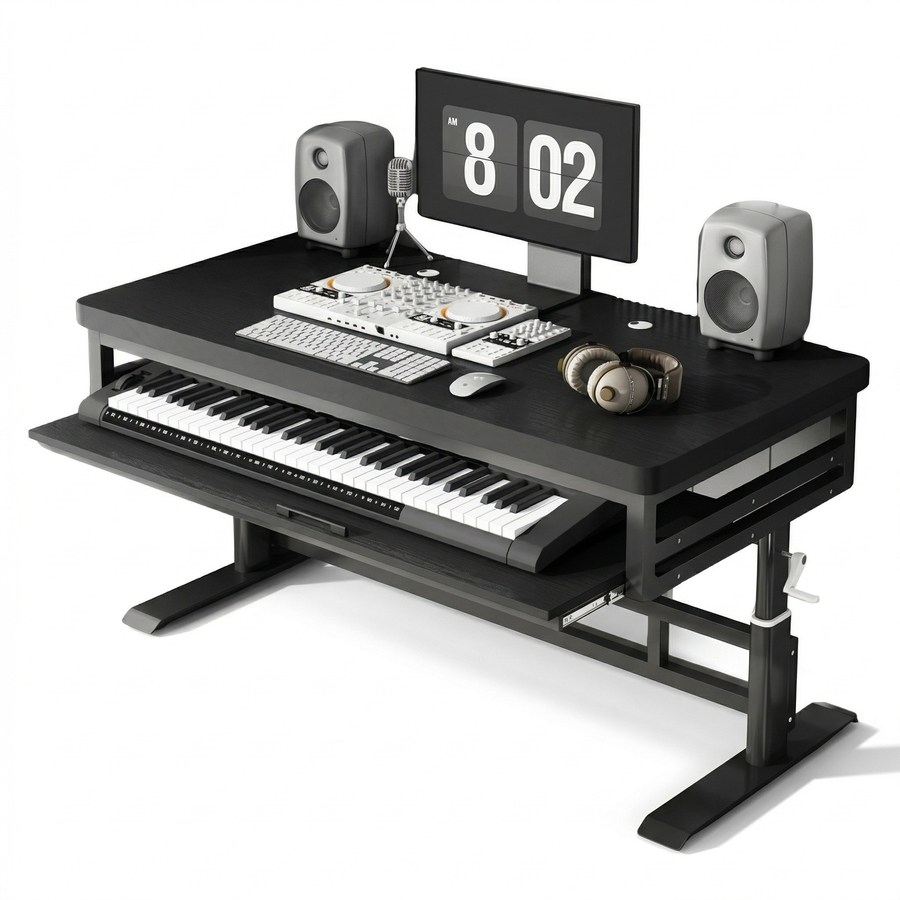 높이 조절 미디데스크 건반 테이블 전자피아노 작곡 책상 음악 작업, 블랙 프레임 + 밝은 나무 386,000원