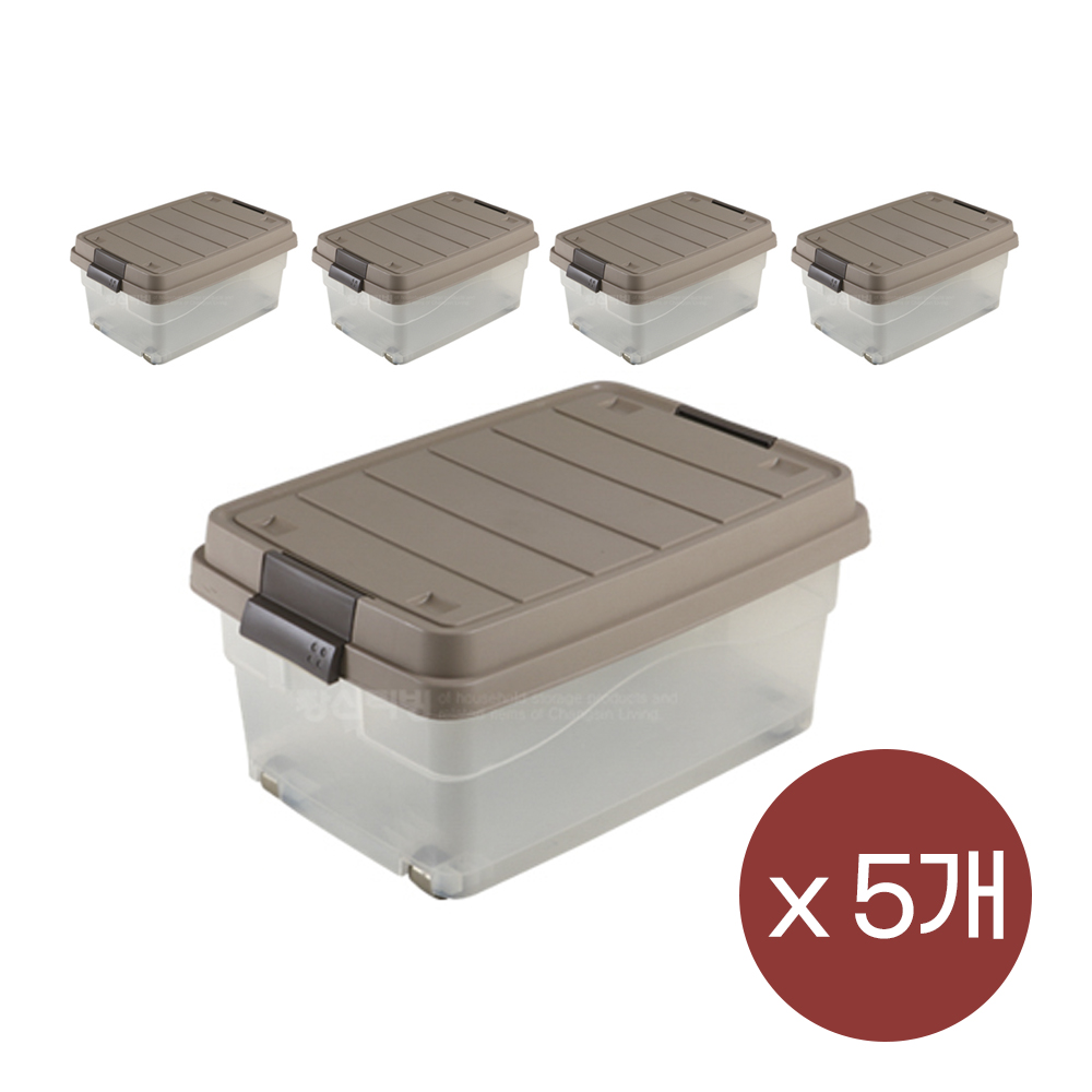 리빙박스 적층형 바퀴달린 다용도 수납 브라운 5P 대용량 35L 적층형수납박스 의류보관 장남감수납함 투명리빙박스 대형리빙박스 109,900원