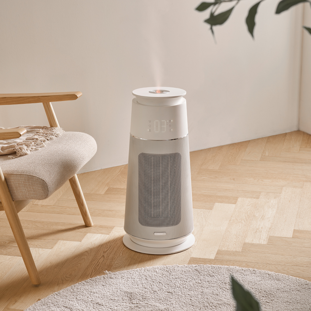 프롬비 미스트 히터팬 2in1 자동회전 PTC 전기온풍기 가습기, 단일상품, 크림화이트 198,000원