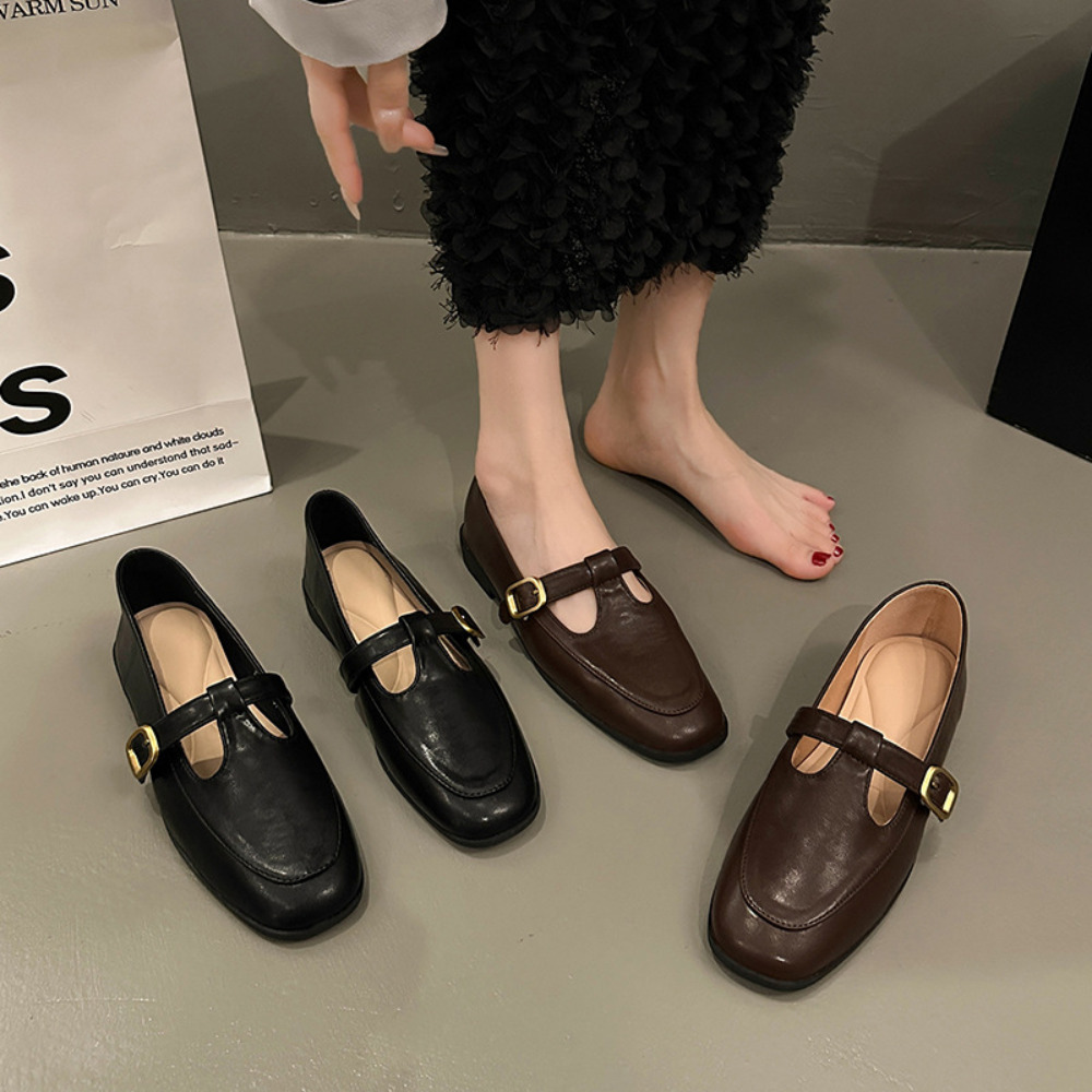 UNIQUEZON 여성 패션 가죽 메리제인 스트랩 플랫 슈즈 발편한 로퍼 단화 29,800원