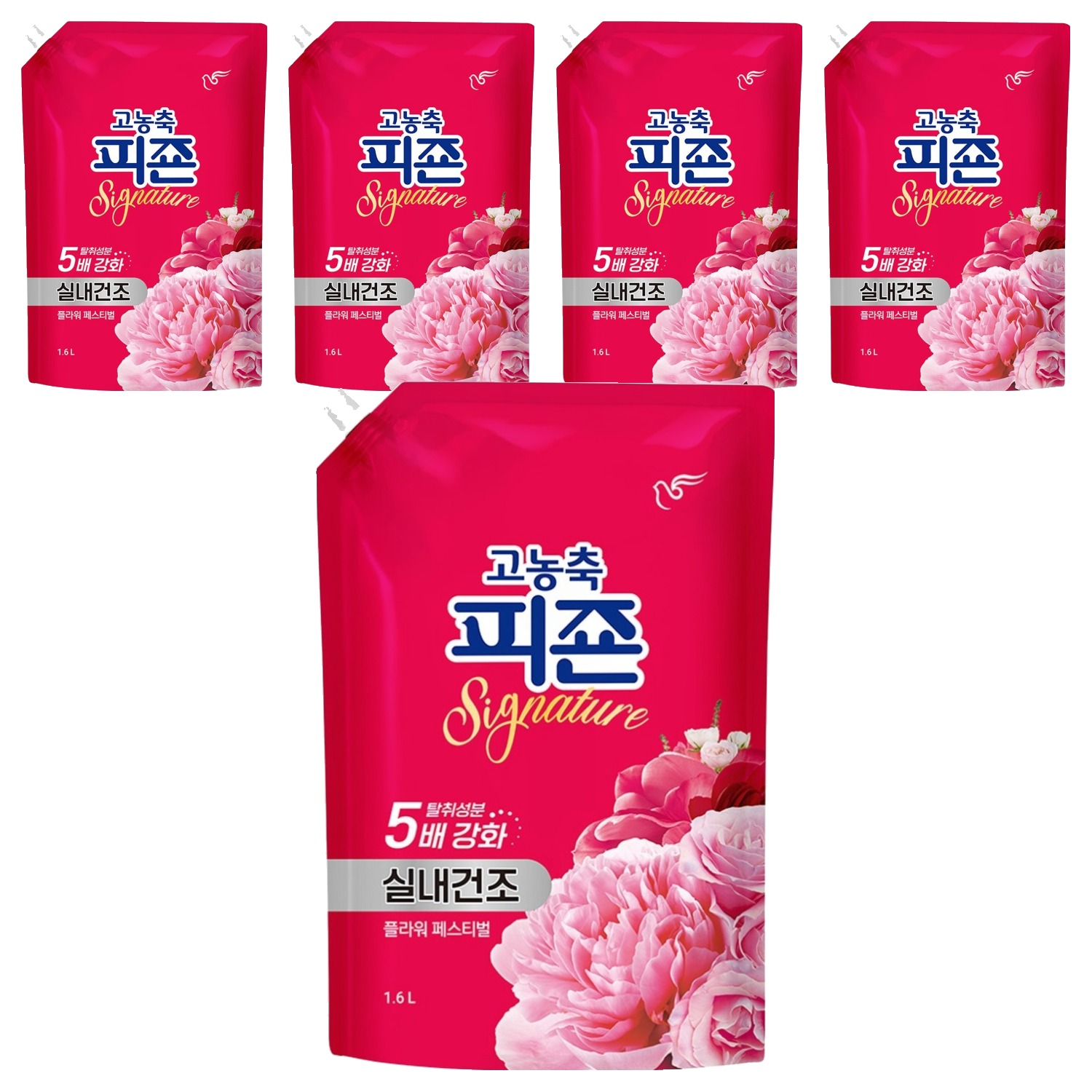 피죤 고농축 실내건조 시그니처 섬유유연제 플라워 페스티벌 리필, 1.6L, 5개 28,260원