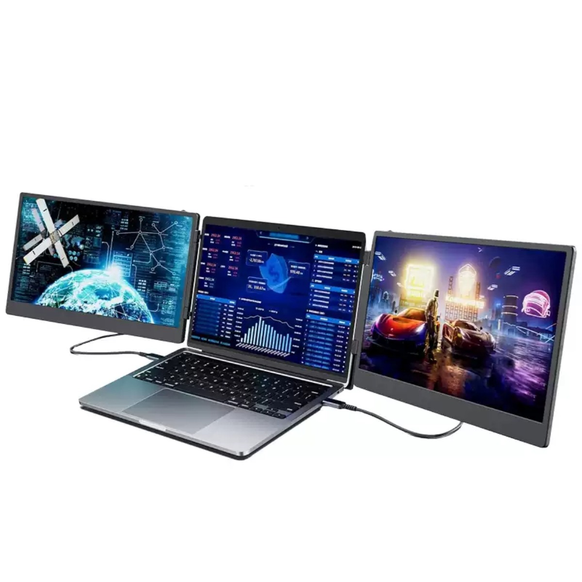 K-STORE 14인치 노트북듀얼모니터 3중 모니터 접이식 주식거래 확장 휴대용 광각 C타입 HDMI 다각도 회전 FULL HD 수평 수직, S3, 35.56cm 529,000원