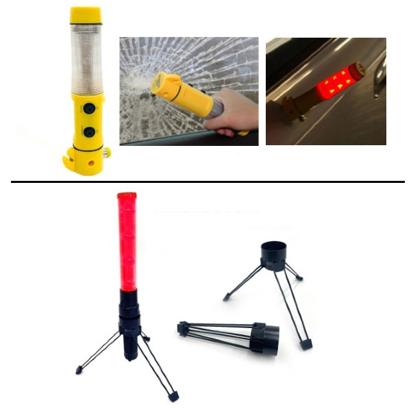 자동차 비상 경고등 창문 유리 망치 손전등 경고 신호 안내 신호봉 차량용 휴대용 안내봉 고장 표시 막대 9,000원