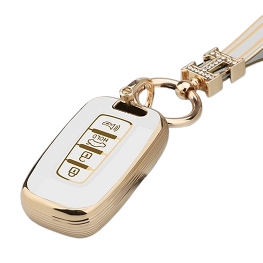 키에티 현대 기아 호환 그랜저TG 모하비 쏘렌토R 4버튼 키케이스 + H큐빅 키체인, 골드-화이트 22,700원