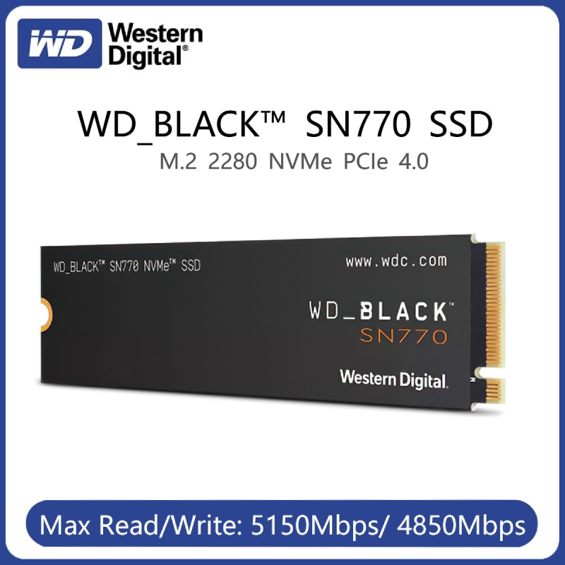 웨스턴 디지털 WD 블랙 SN770 NVMe SSD 2 테라바이트 1 500 기가 바이트 250 내부 게임 ssd Gen4 PCIe M.2 2280 최대 5150 메가바이트/초 116,030원