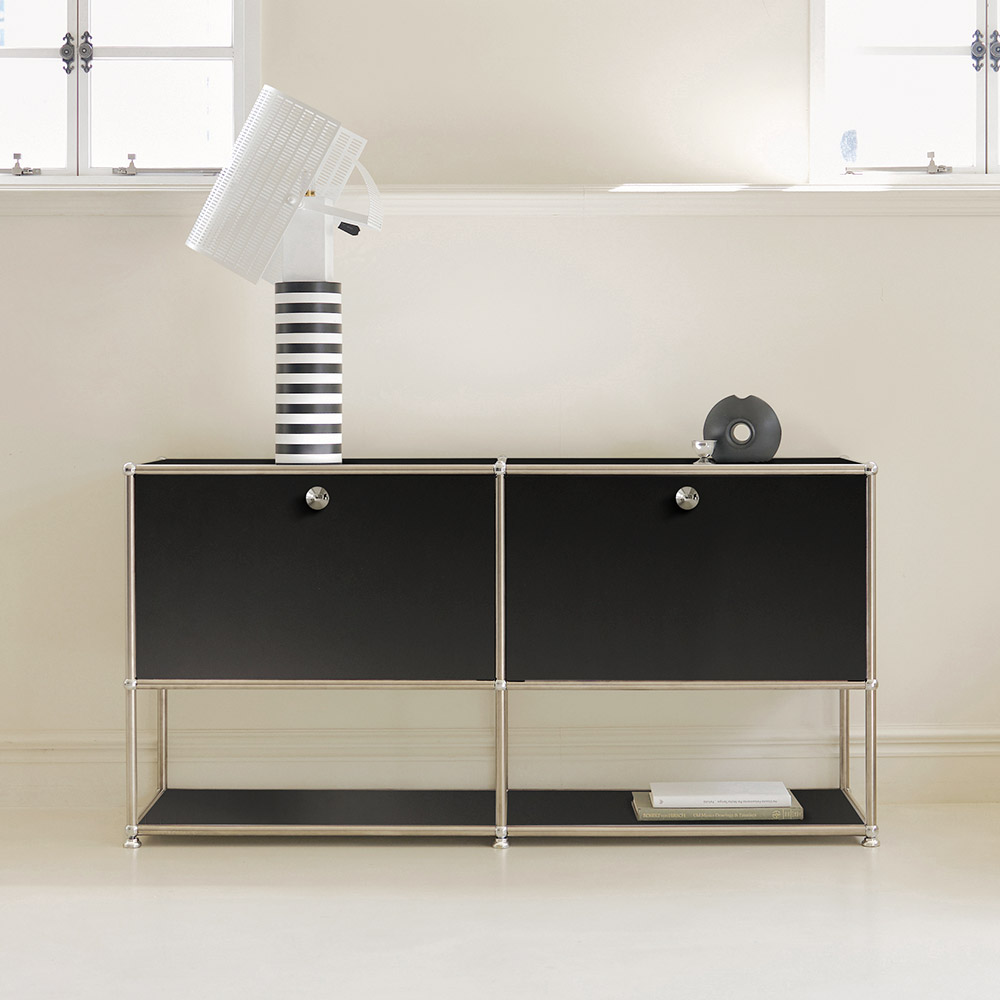 포스트모던 티노 1단 오픈 미드센추리 철제 모듈 거실장 154cm 2단 399,000원