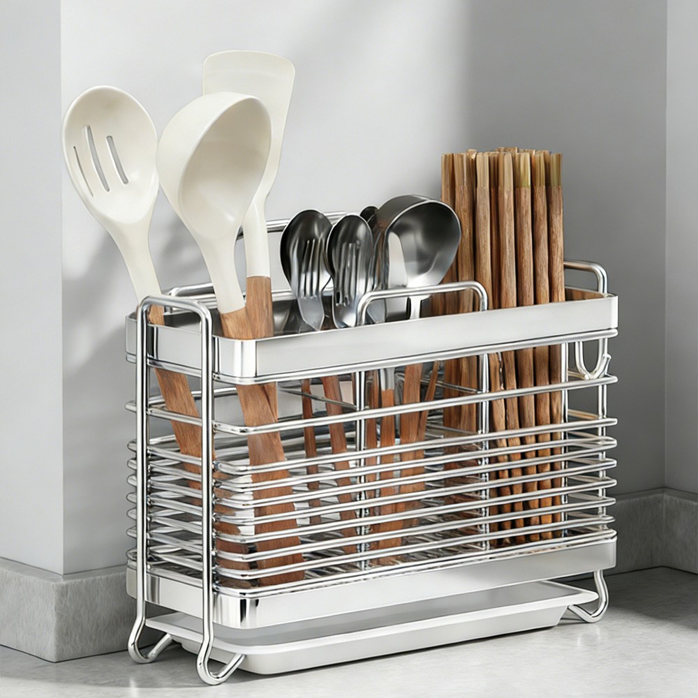 블럭마트 주방 304 스텐 자동 물빠짐 수저꽂이 3구 13,780원