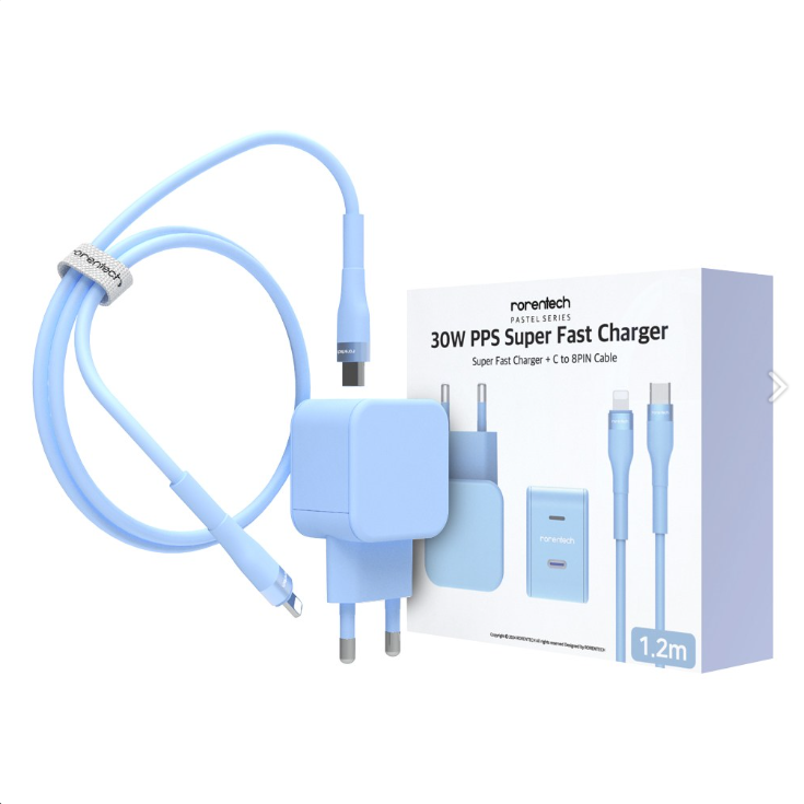 로랜텍 파스텔 고속 충전기 + PD C타입 to 8핀 케이블 1.2m 세트 12,900원