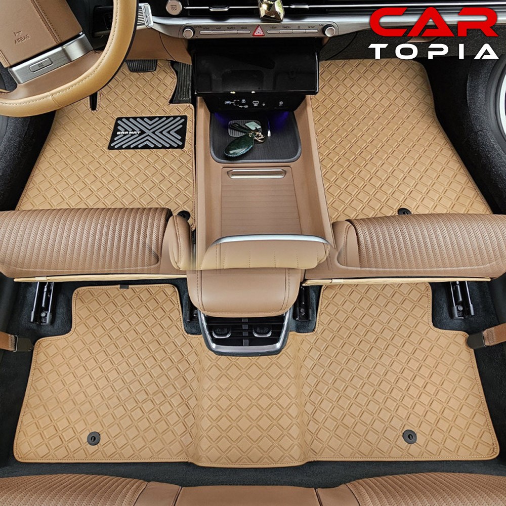 테슬라 모델3 하이랜드 스퀘어 가죽 바닥매트 카매트 발판 용품, 새들브라운, 테슬라 모델 3 하이랜드 (24년 4월~) 49,800원