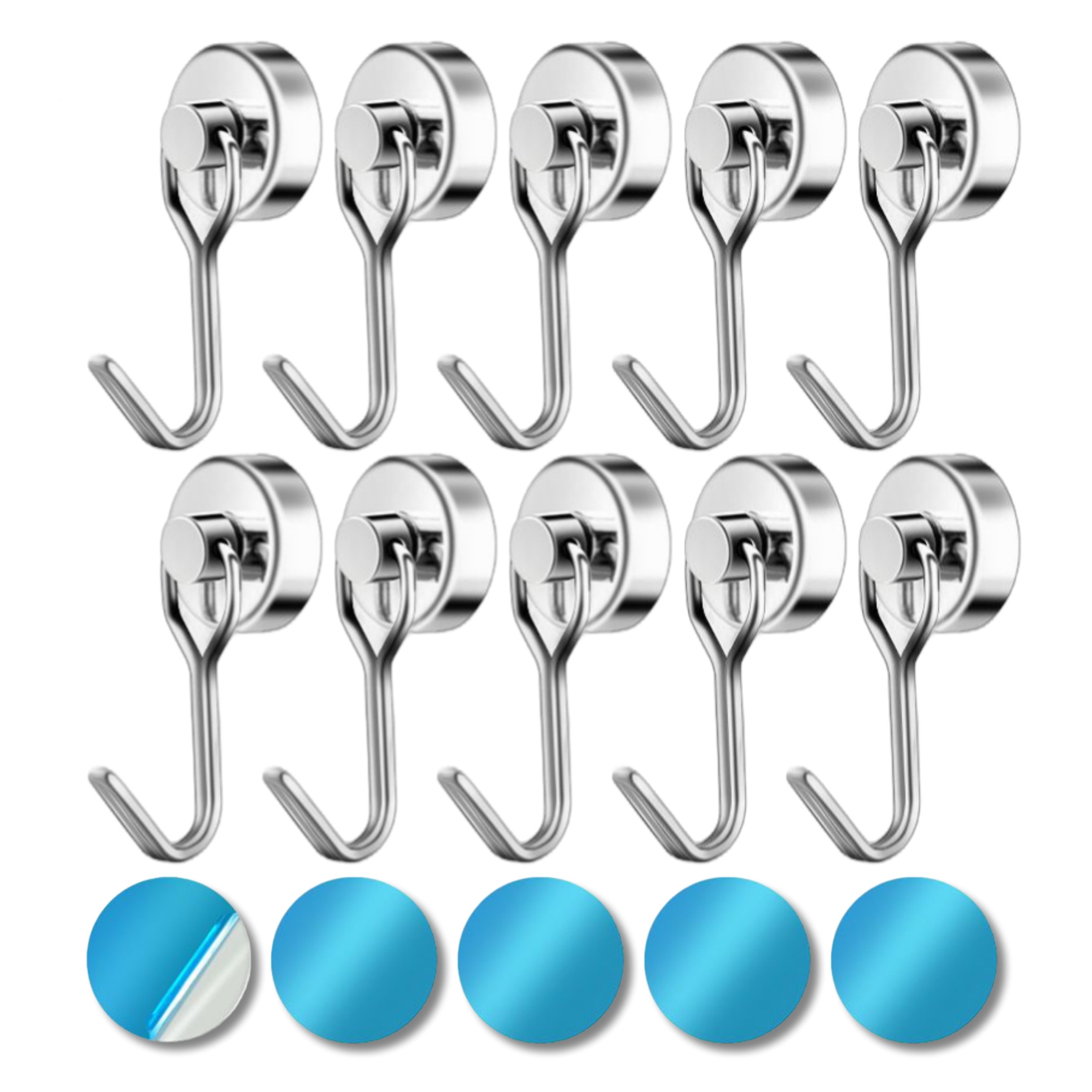 쿠민 초강력 네오디움 고리자석 360도 회전형 후크 20mm, 10개, 실버 13,250원