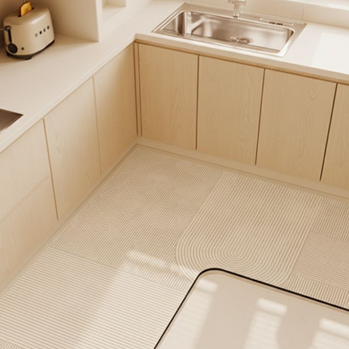 시뮤몰 L자형 방수 미끄럼 방지 주방매트, 아이보리, 1개 28,000원