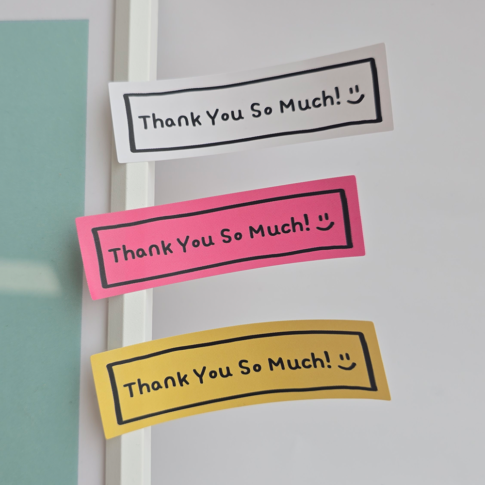 땡큐 직사각 답례 스티커 선물 포장 생일 답례 꽃집 간식 스티커 3컬러혼합 120p 8,900원