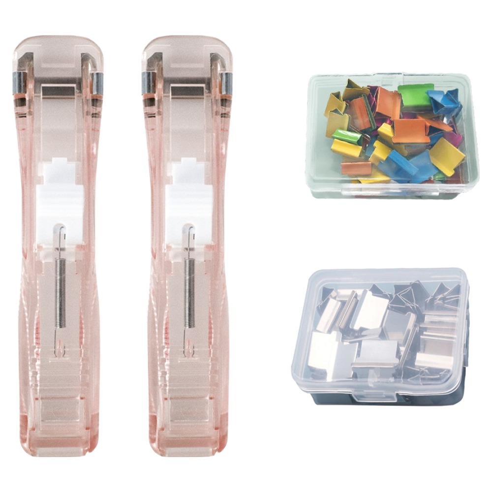 문구담 푸시 기본 클립 + 컬러 클립 + 클립퍼 연핑크 2p 세트, 1세트 8,600원