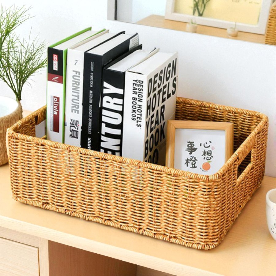 리소움 다용도수납 견고한프레임 라탄바구니, 1개, 브라운 17,000원