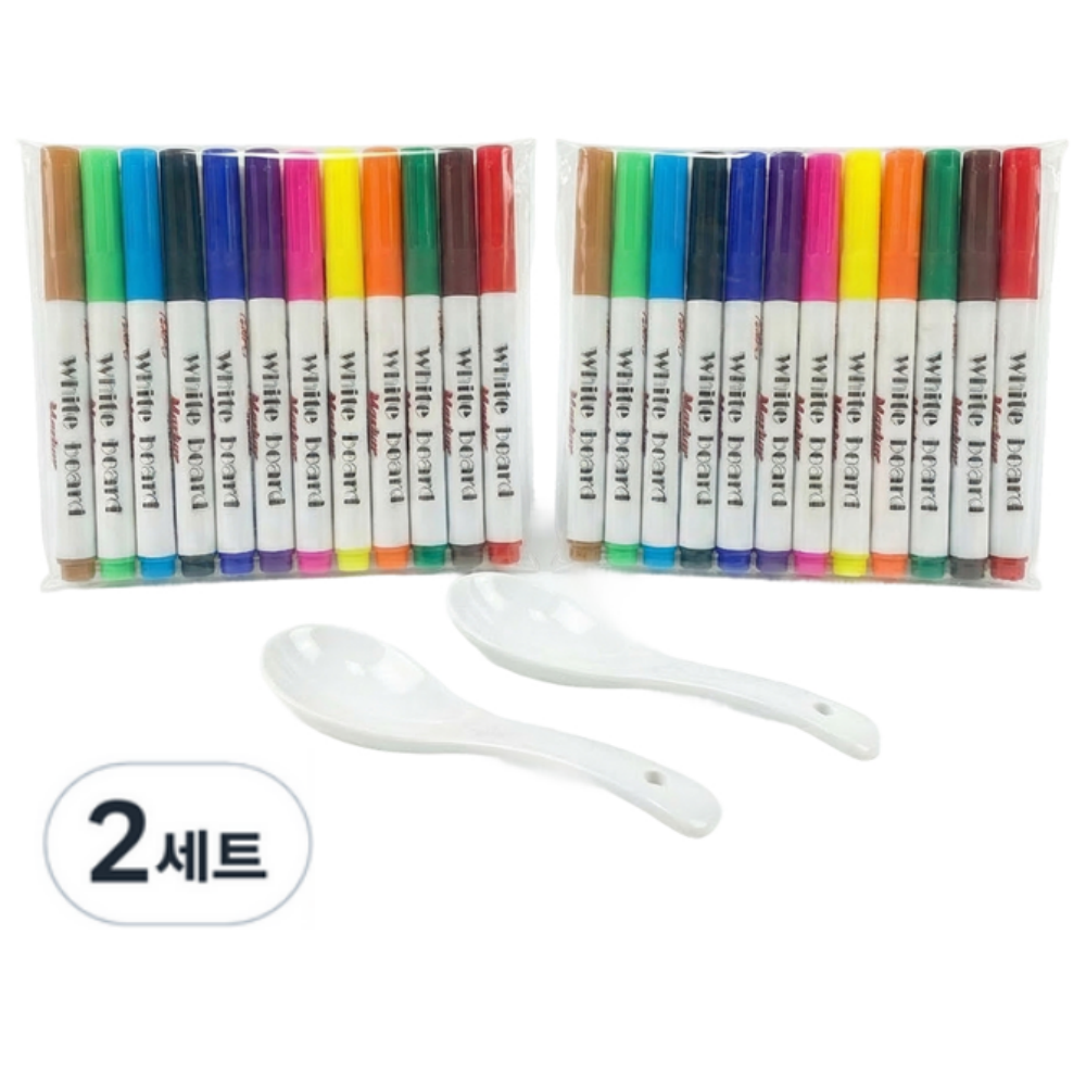 룰루레빗 워터 둥둥 플로팅펜, 2팩, 12색+숟가락 4,980원