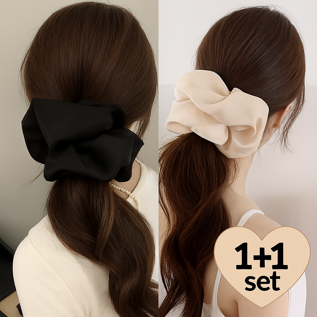 빅 1+1새틴 실크 대왕 곱창 헤어스크런치 곱창밴드 여성 머리끈 헤어끈 6,800원