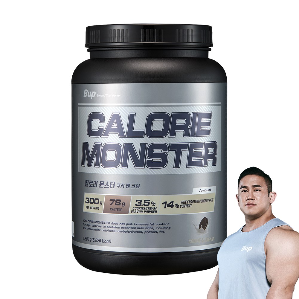 BUP 칼로리몬스터 쿠키앤크림맛 체중증가 게이너, 1개, 1.5kg 35,800원