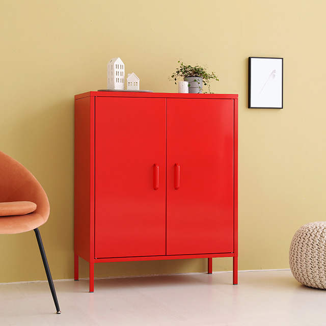 마켓비 MKB 철제수납장 캐비넷 모던세로중 2문 8001015, 레드, 레드 4393.6113 148,000원