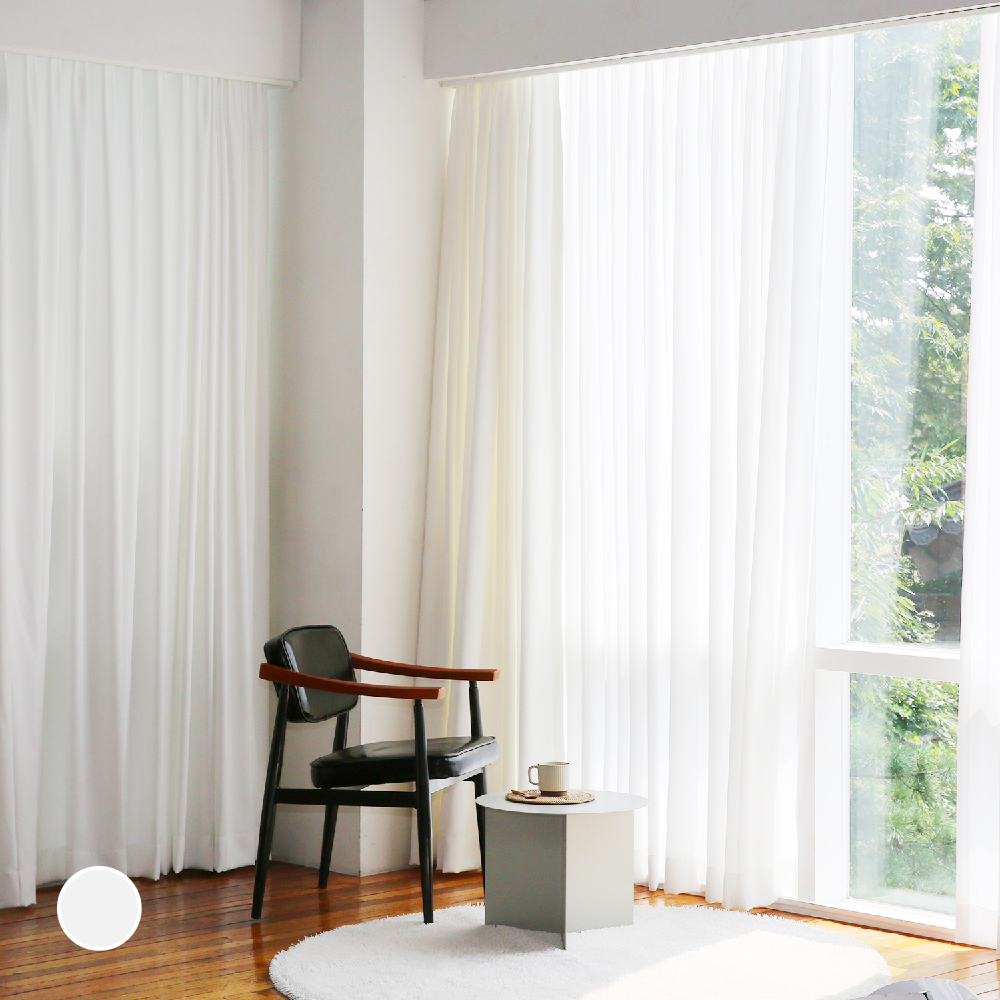 윈도우드레스 핀 스타일 차르르 화이트 쉬폰커튼 2p + 커튼끈 랜덤발송 114,230원