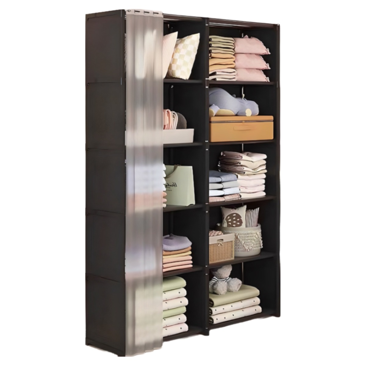 메이리앤 수납장 선반 팬트리 수납함 드레스룸 옷장 행거 리빙박스, 5단, 블랙 24,800원