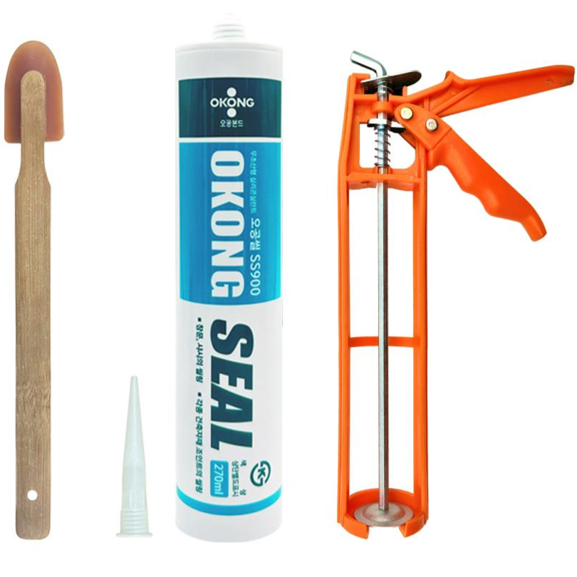 오공 다용도 무초산 실리콘 투명+플라스틱 건+헤라, 1세트 10,100원