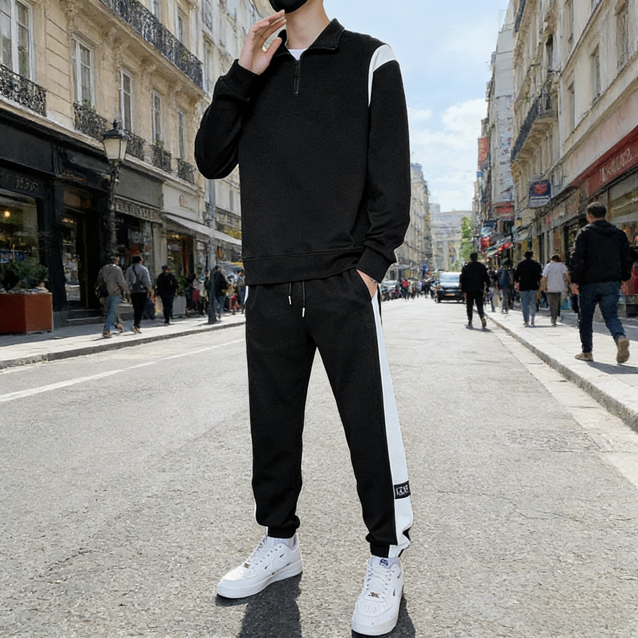 스타일닥터 남자 트레이닝세트 루즈핏 사계절 빅사이즈 트레이닝 운동복 커플룩세트 반집업맨투맨+와이드팬츠 21,800원