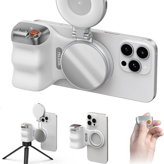 화이트실버 블루투스 무선 리모컨 셀카 보조 줌 촬영 방진 핸들용 1인 촬영, 1개, 뷰티 필 라이트+사진 보조 장치+삼각대 91,600원