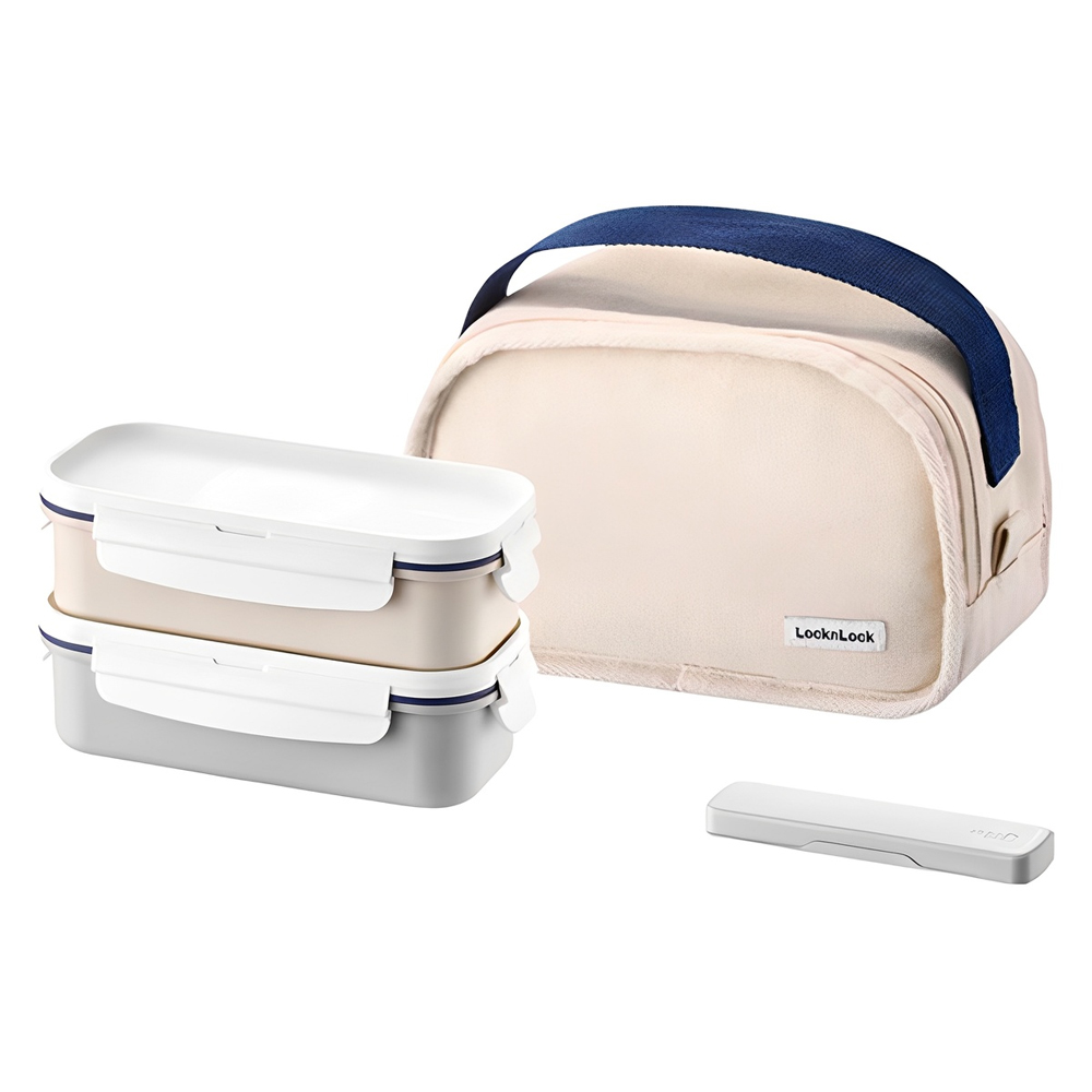 락앤락 데일리 코튼직 직사각 2단 도시락 + 젓가락 + 가방 세트 17,600원