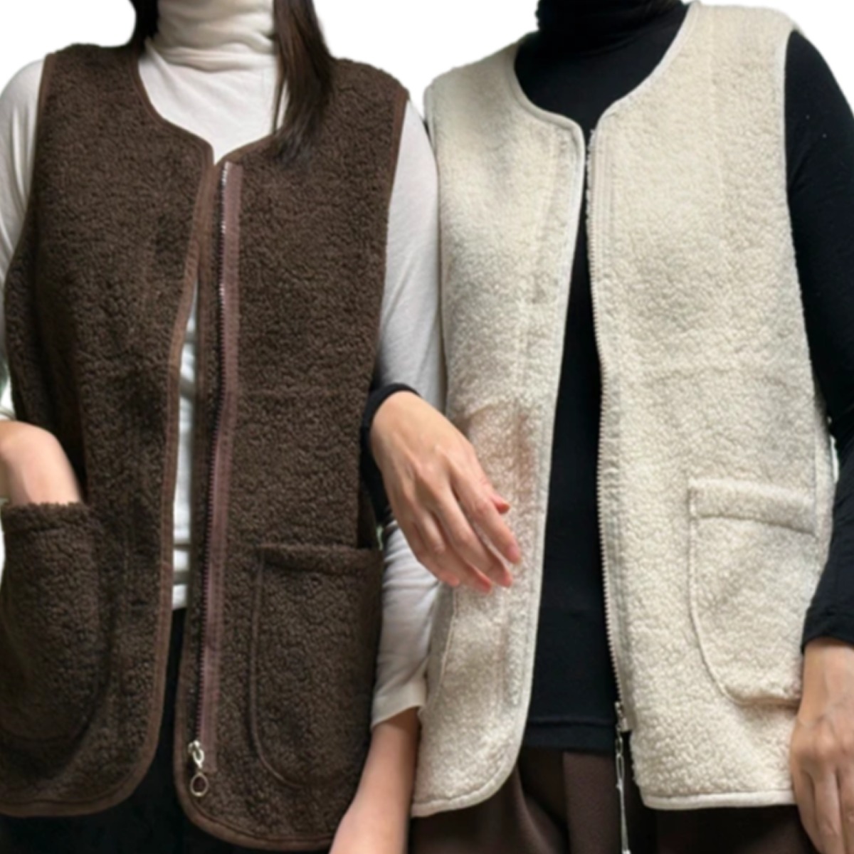 (1+1) 루베아 여성 양털 뽀글이 지퍼 조끼 보아털 26,480원