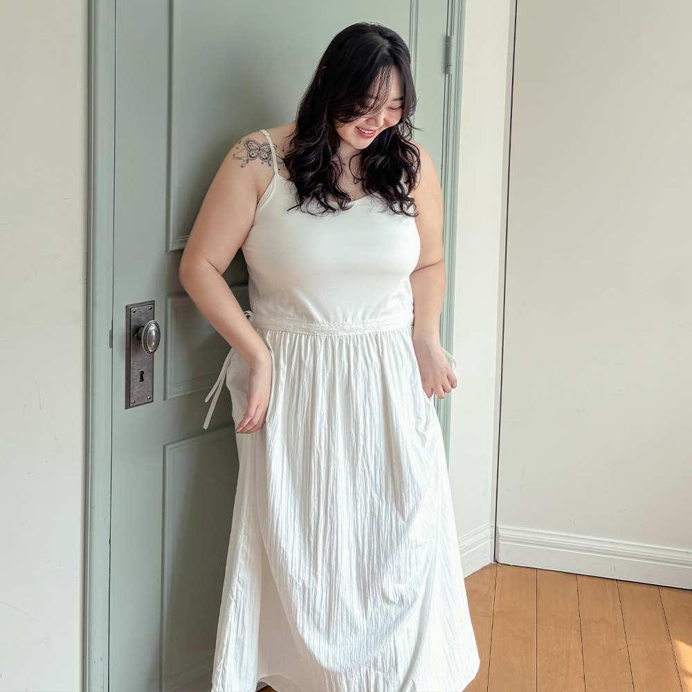 [55-120] 레이스 스트링 뷔스티에 원피스 여성 빅사이즈 여자 플러스사이즈 어거스트플랜 52,900원