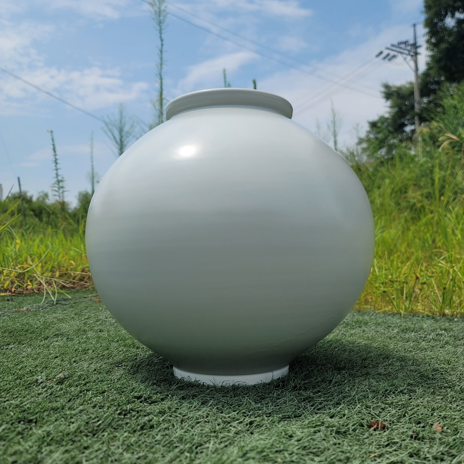 대형 달항아리 백자 무광 도자기 물레 복단지 거실 현관 오브제 인테리어 화병 48cm 690,000원