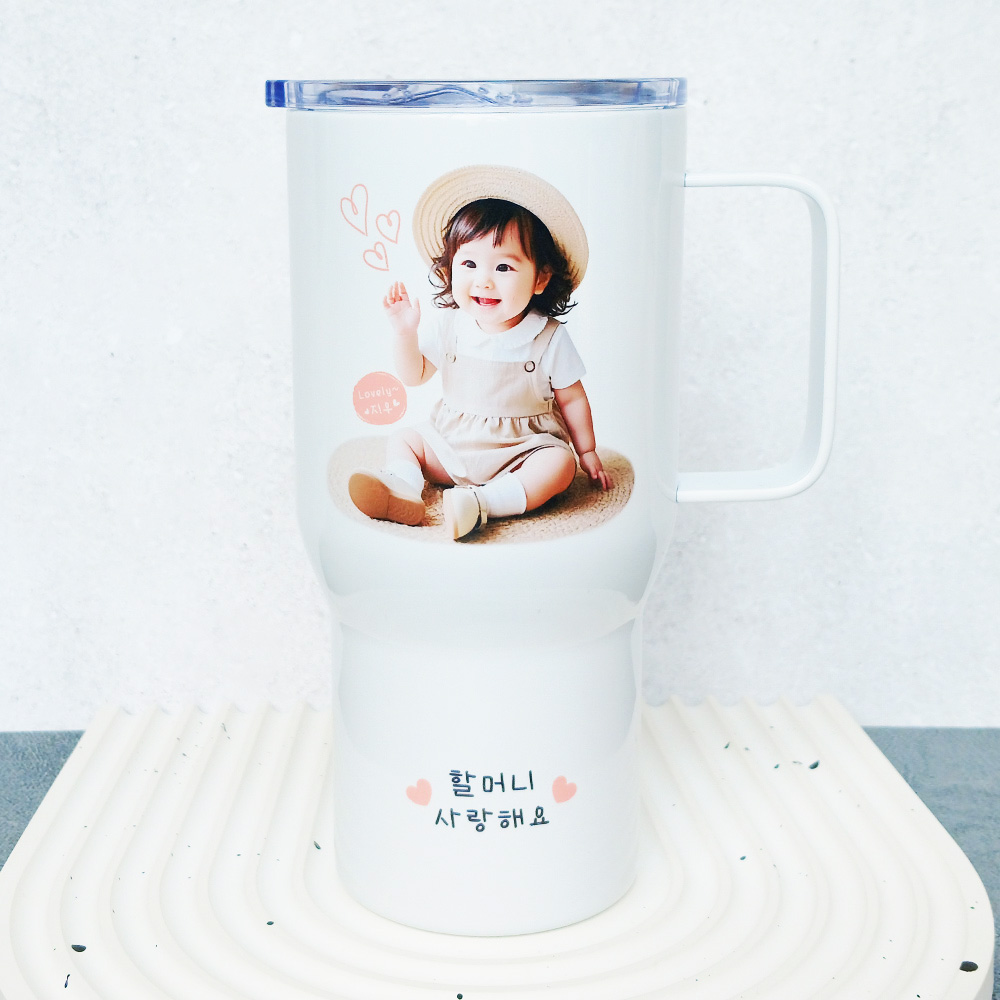 포토 스텐텀블러 손잡이컵 기념품제작 답례품제작 선물추천 주문제작, 1개, 650ml, 기본포장 + 상단 네이밍 30,000원