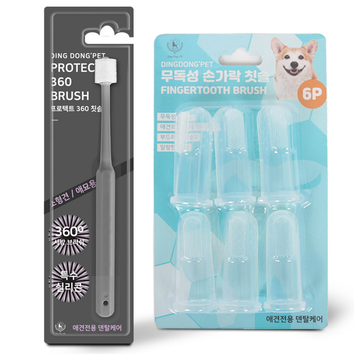 딩동펫 반려동물 프로텍트 360 칫솔 소형 + 손가락 칫솔 6p 5,400원