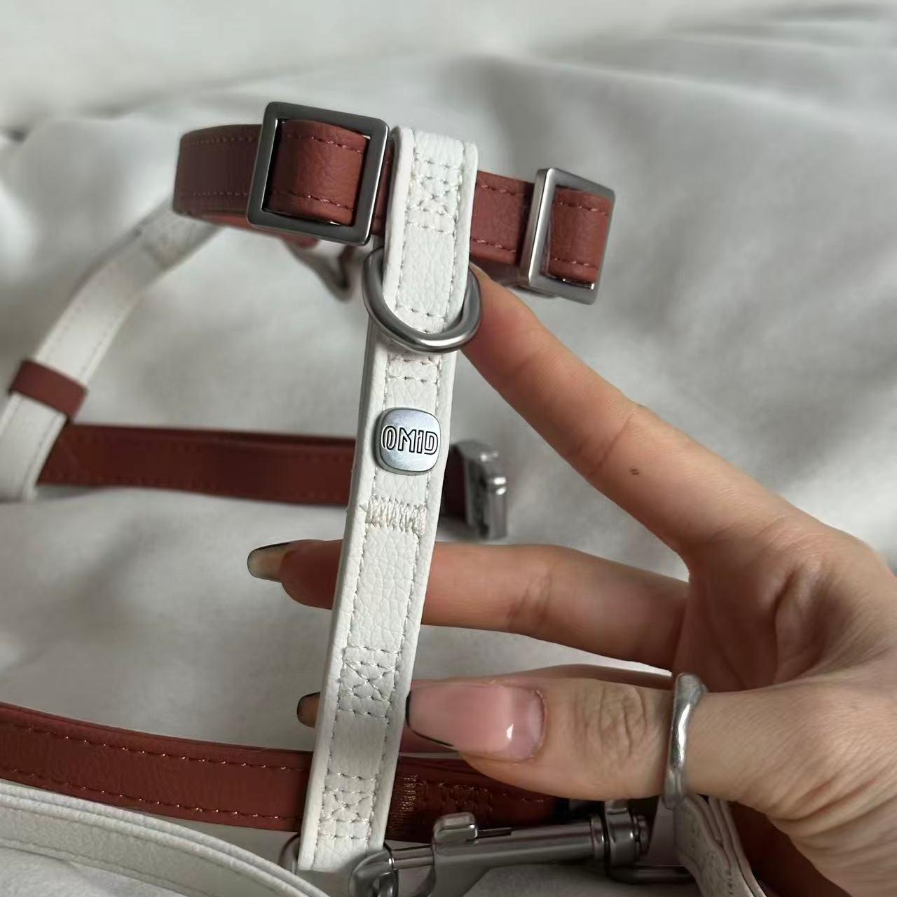 Omid 강아지 하네스 가슴줄 앞섬방지 H형 중소형견용, 브라운베이지 배색 (하네스), 1개 16,600원