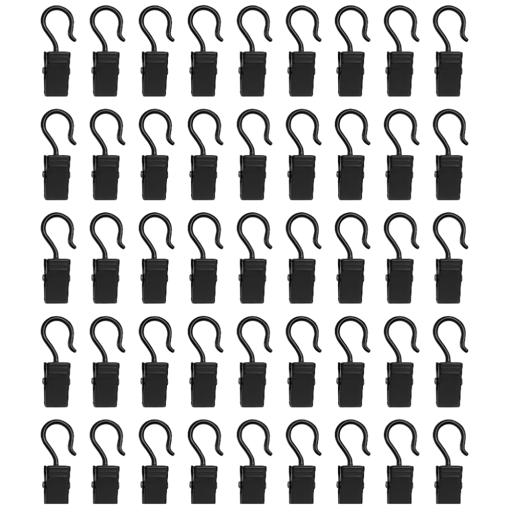 룸앤무드 커튼 레일 고리집게 네트망 다용도, 50개, 블랙 8,500원