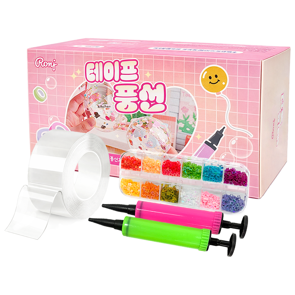 픽101 KC인증 쉽게 만드는 테이프 풍선 전용 만들기 세트 투명 큐브 풍선펫 DIY 키트 총길이 3m 너비 4.8cm, 4.샤이니 세트, 1개 11,900원